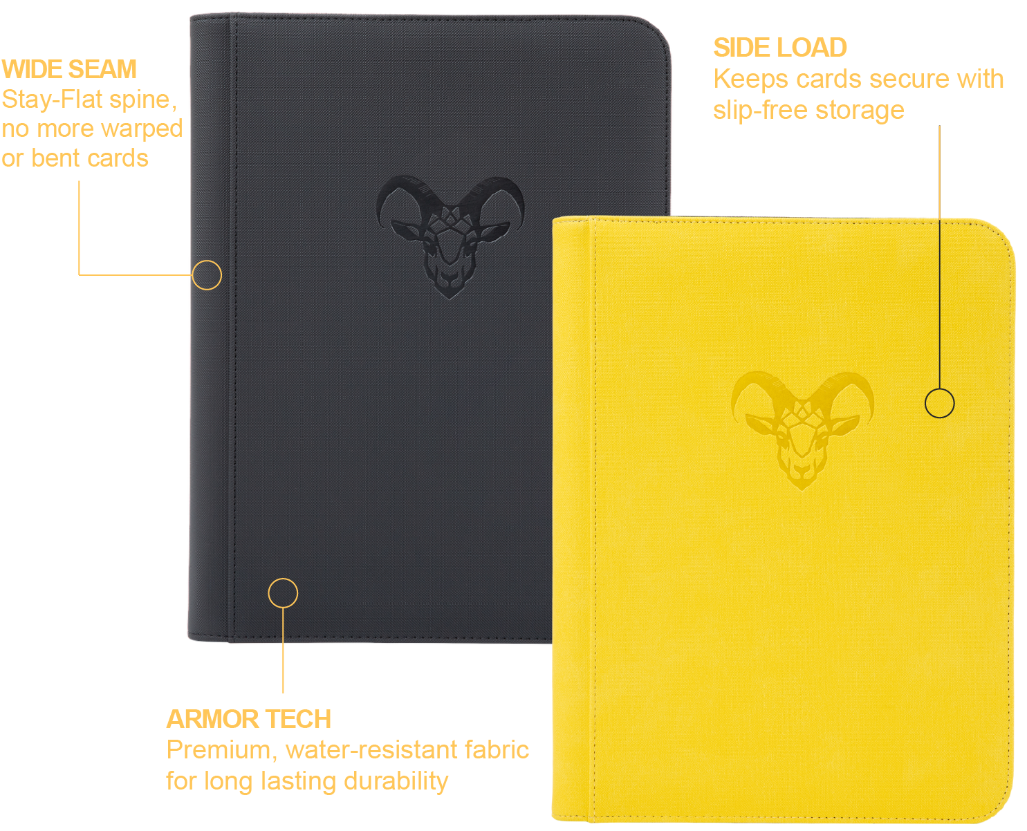 Stay-Flat Trading Card Binder | Goat Armor 4, 9 and 12-Pocket Binders Stay-Flat Trading Card Binder | Goat Armor 4, 9 and 12-Pocket Binders